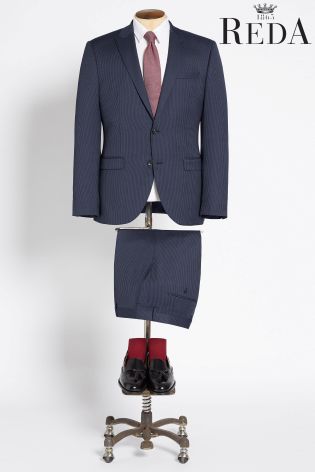 Blue Signature Stripe Tailored Fit Suit: Jacket